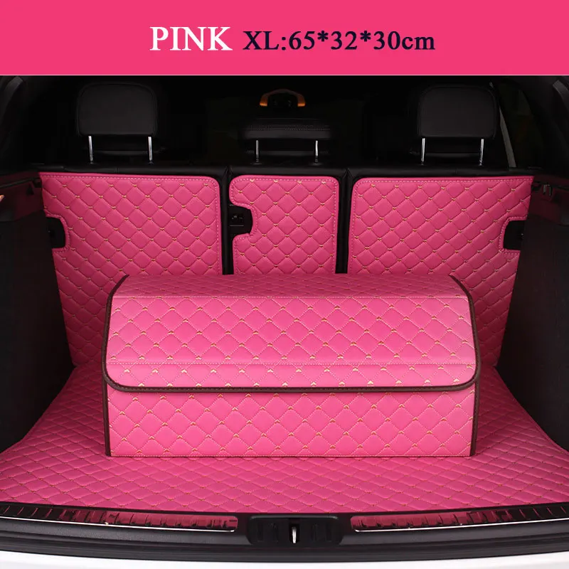 pink XL Негабаритный L XL ящик для хранения в багажник автомобиля сумка Органайзер складной водонепроницаемый PU Авто прочный складной грузовой ящик для хранения - Название цвета: pink XL
