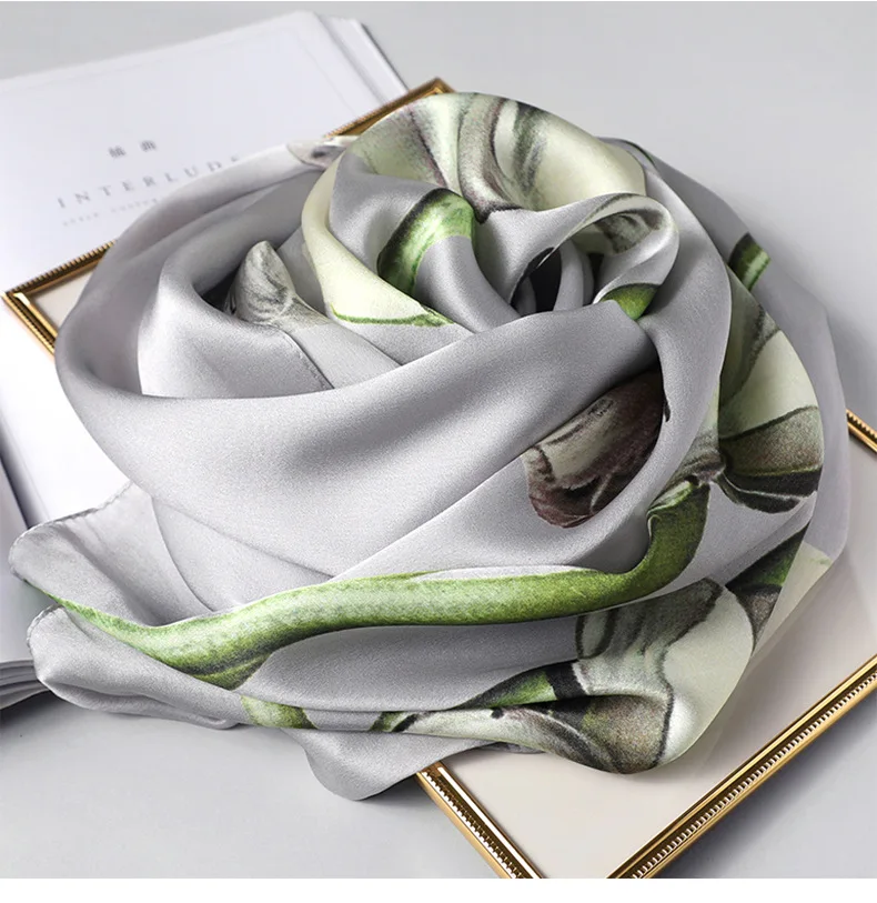 Роскошный брендовый 100% натуральный шелковый шарф женские дизайнерские шали и