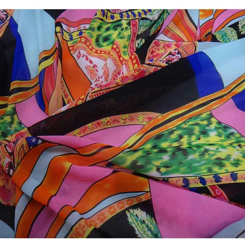 Шифоновая ткань с цветочным принтом для летнего платья швейная фатиновая