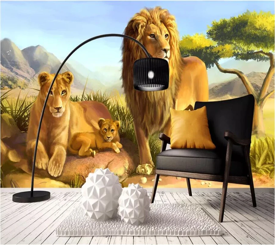 Beibehang papel де parede пользовательские обои 3d Фреска животное лев фоновая стена гостиная спальня детская комната 3d обои