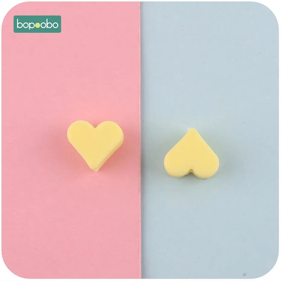candy yellow heart Bopobo силиконовые бусины в форме сердца 10 шт 14 мм пищевая Прорезыватель Diy Ювелирные изделия сенсорные игрушки ожерелье или для браслетов, детских прорезывателей - Color: candy yellow heart