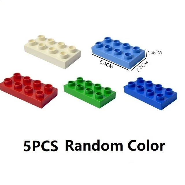 5PCS Random Color-I Строительные блоки большого размера, аксессуары, совместимые с Duploed DIY, детали блоков, рисунок, строительный лабиринт, гоночный трек, детские игрушки, подарки - Цвет: 5PCS Random Color-I