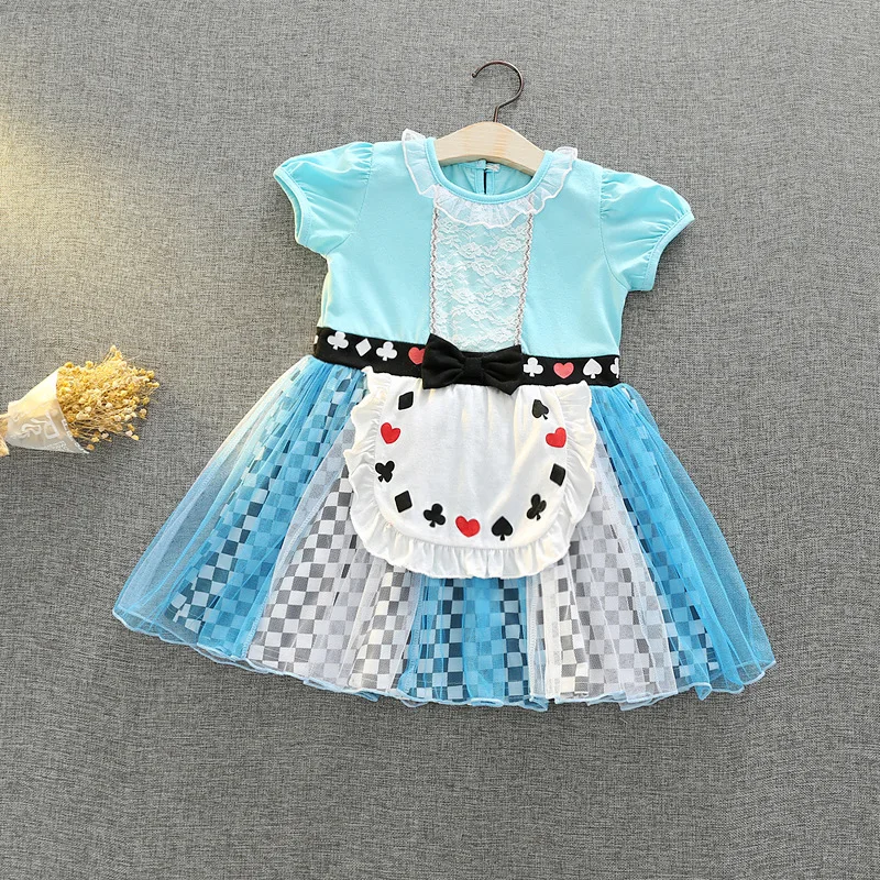 Детское Хлопковое платье-пачка для девочек летнее платье с принтом Алиса детская