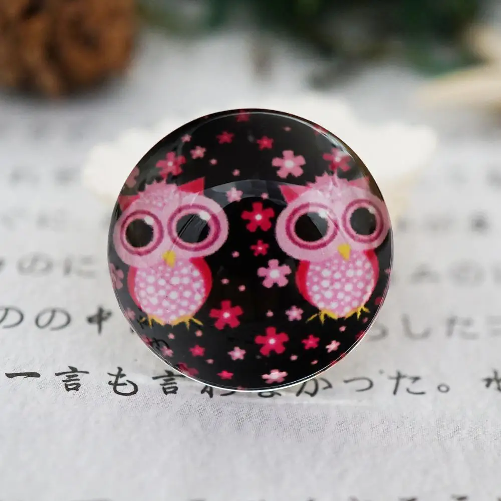 10 шт./лот круглый 8-20 мм милая сова стеклянный кабошон для изготовления колец