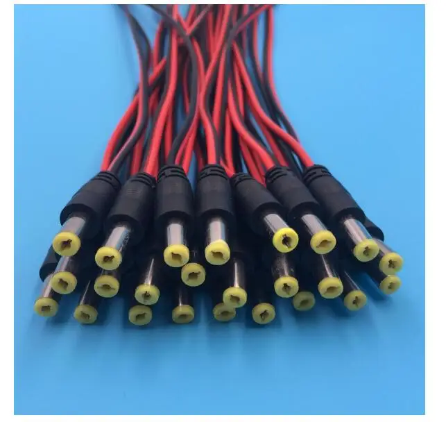 100 шт. 5 5*2 1 мм Штекерный разъем питания постоянного тока CCTV PSU Pigtail CABLE Jack 12 в 30 см