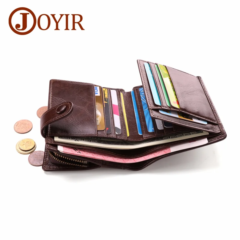 Мужской кошелек из натуральной кожи короткий бумажник с RFID маленькая монетница