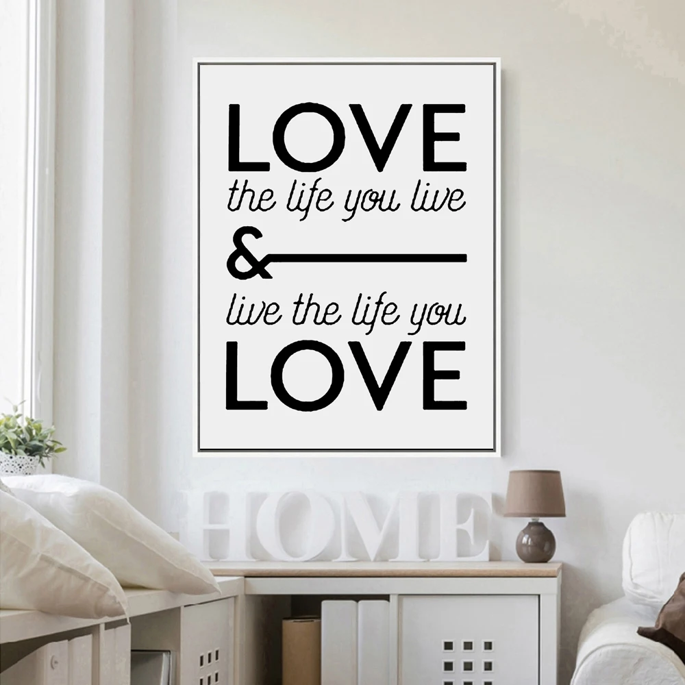 Постер для печати Love the life you live парусиновые рисунки детской комнаты Декор