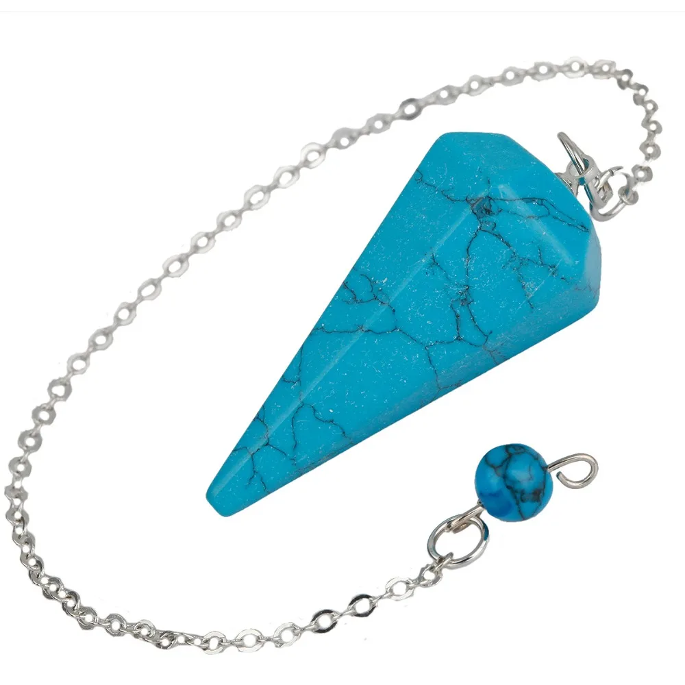 

SUNYIK 1 лот (5 шт) синий Howlite камень шестиугольная остроконечная целительная Рейки Чакра маятник приданое Divination