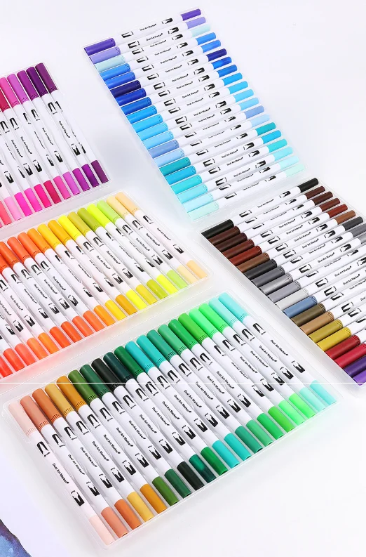 Fineliner набор кистей чернила на водной основе акварельное Рисование маркером ручки раскраска кисть двойной наконечник маркеры товары для рукоделия фломастер