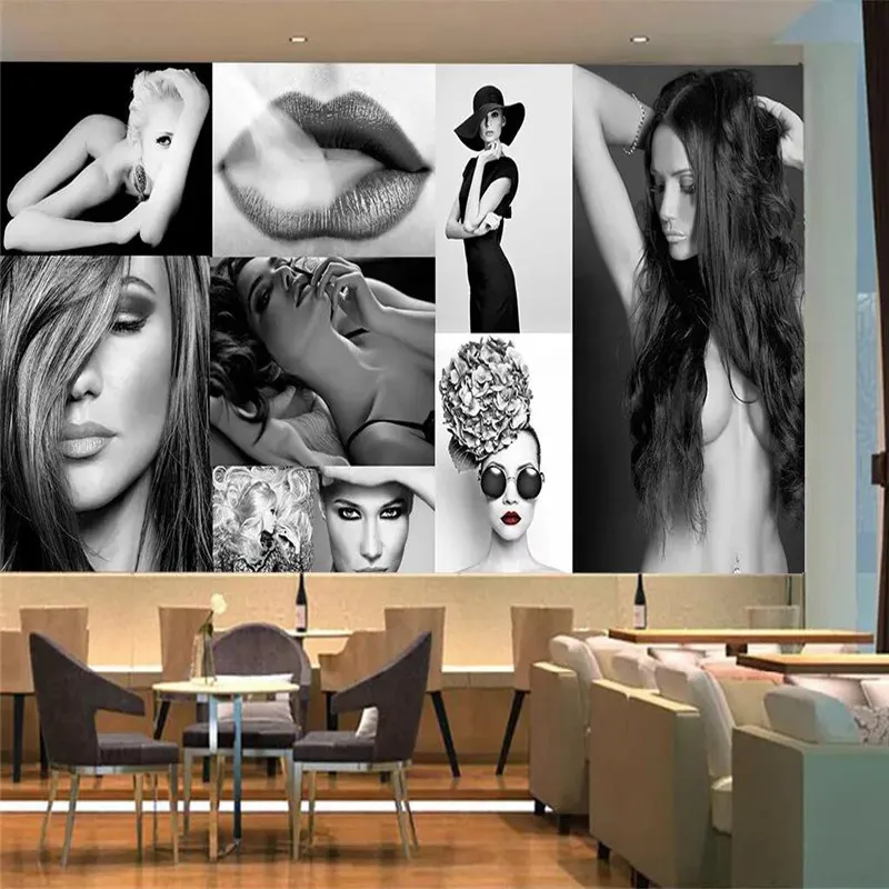 Custom mural professional production background wall cloth decorative painting - black and white sexy beauty | Обустройство дома