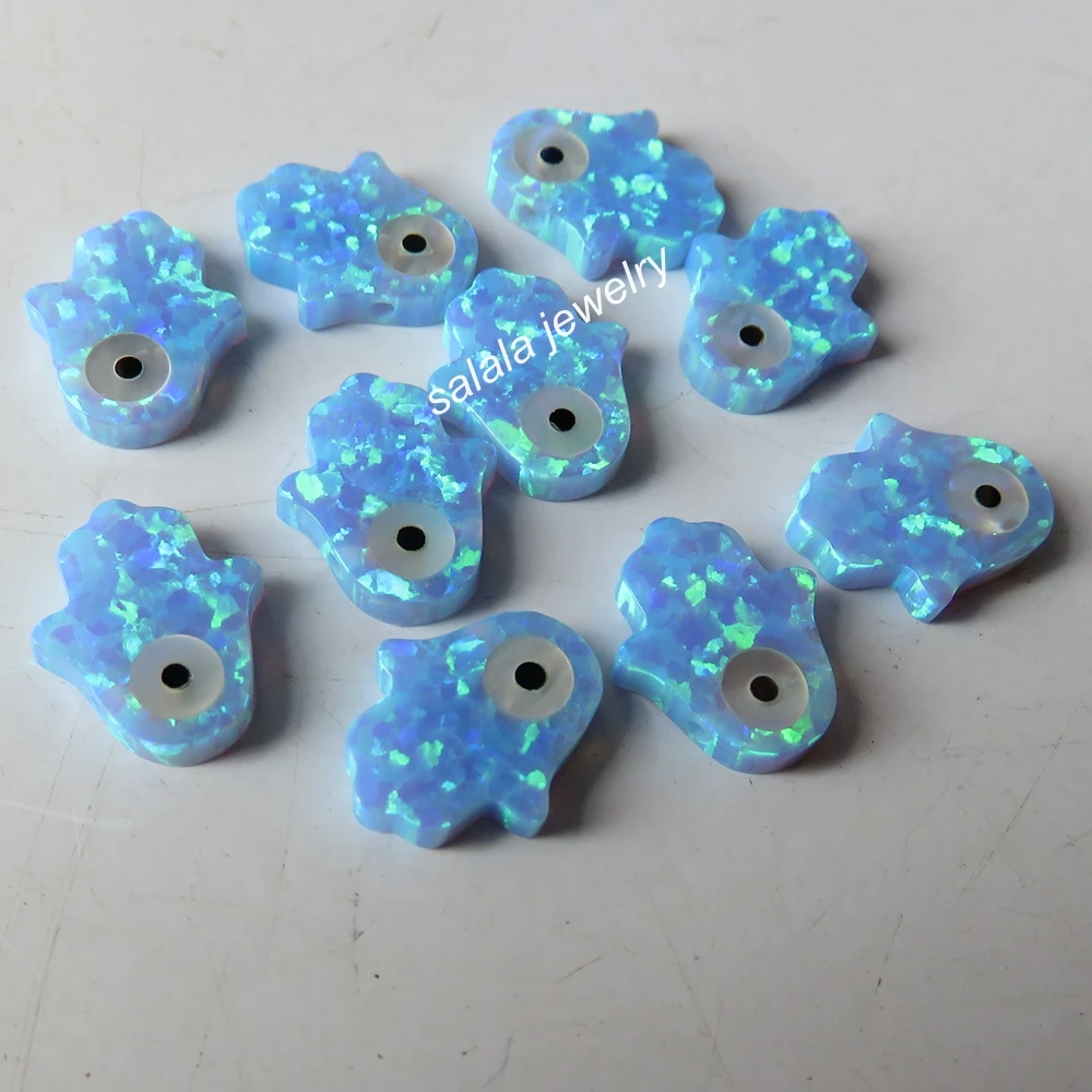 10 шт./лот Op06 светло голубой опал сглаза Хамса для ожерелья и браслета с