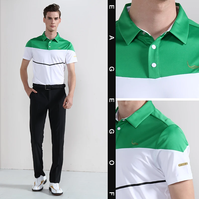 New EAGEGOF Golf Shirt Mens Short sleeve Quick Dry Sweatshirt Fashion Male Golf sport wear VS descente golf clothing