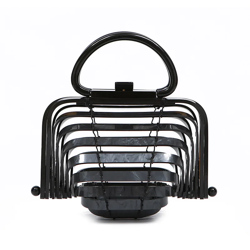 Pearl black Для женщин складная дорожная сумка акриловая bamboo Мешок каникулы, отпуск выдалбливают пластик корзина пляжные сумки для - Цвет: Pearl black