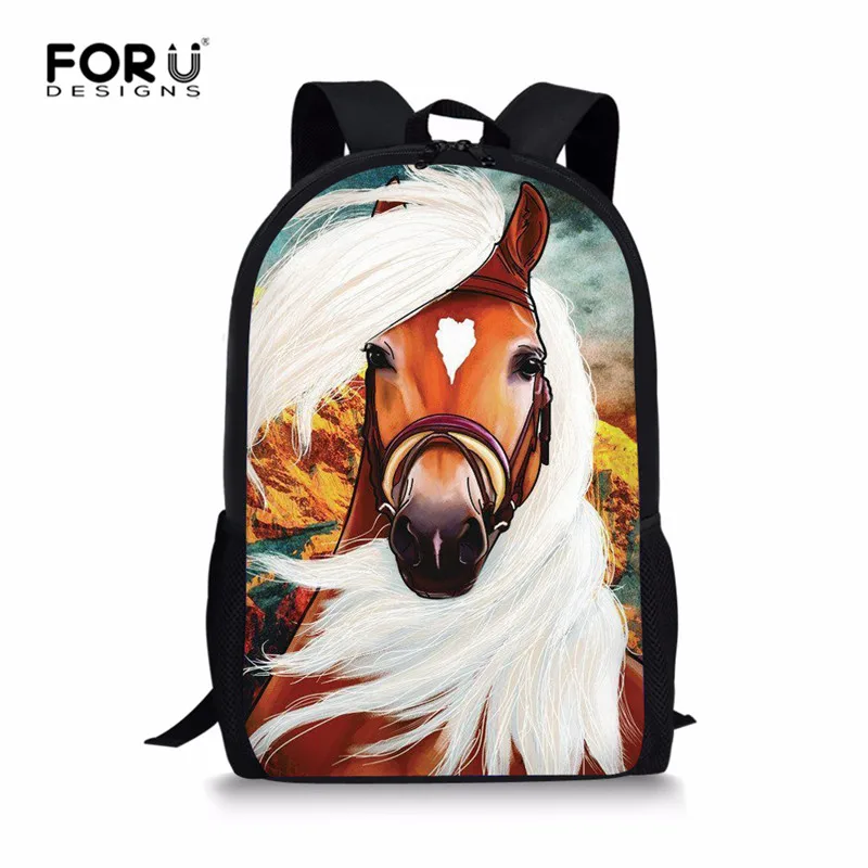 FORUDESIGNS/Galaxy рюкзаки с рисунком лошади детская школьная сумка для девочек модная сумка Mochila для мальчиков повседневная сумка Mochila