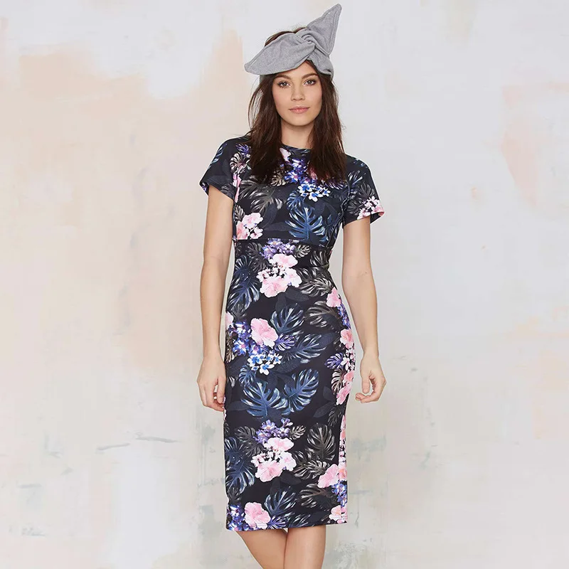 2015 Women's Fashion The new spring and summer sweet sexy backless dress waist stamp of tropical plants | Женская одежда