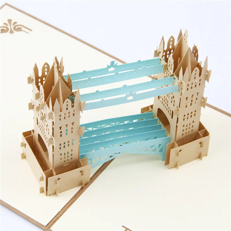 Ретро башня мост Landmark 3D всплывающие поздравительные открытки лазерная резка