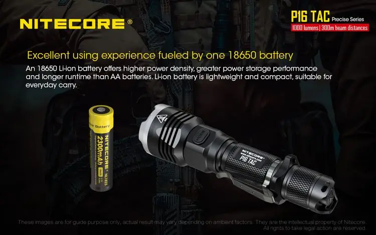 Nitecore P16 TAC CREE XM-L2 U3 1000 люмен светодиодный тактический фонарь с 3100 мАч 18650 Перезаряжаемые Батарея