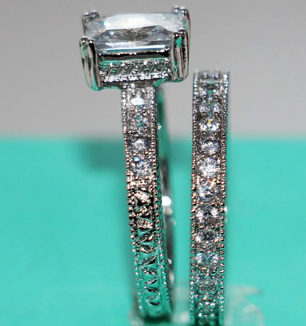 Женский свадебный набор колец с покрытием из белого золота размер 5-10 | Украшения