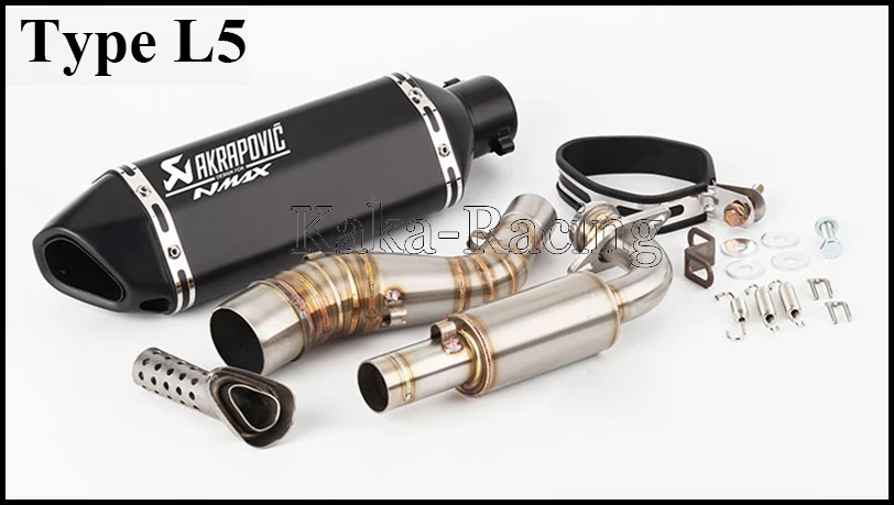 Type L5 Лазерный NMAX Akrapovic мотоцикл глушитель полная система скольжения Модифицированная Соединительная труба для Yamaha NMAX 125 NMAX 155 до - Цвет: Type L5