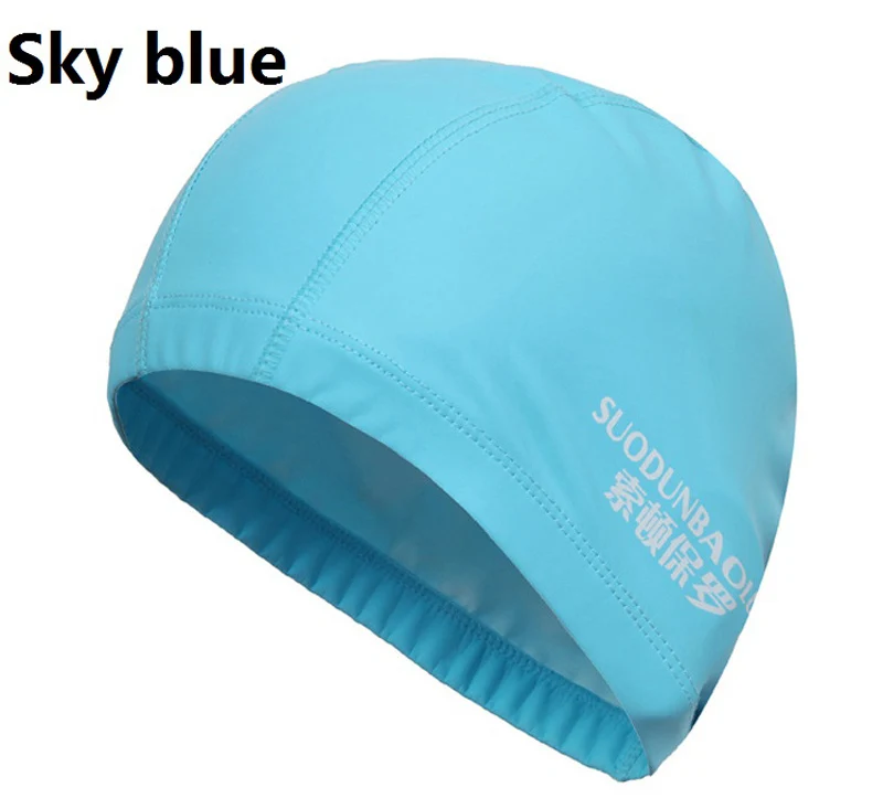 SkyBlue Женские плавающие шапочки защищают уши длинные волосы спортивные плавающие шапочки для бассейна Мужские взрослые силиконовые непромокаемые плавающие шапочки для дайвинга свободный размер - Цвет: SkyBlue