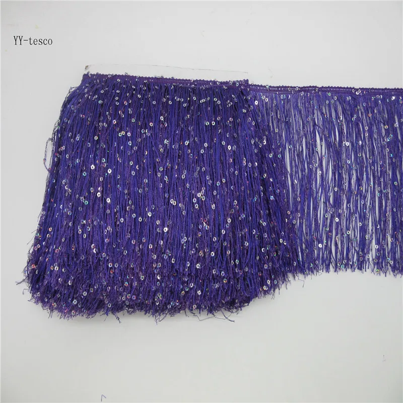 Purple 1 ярдов/партия, длина 20 см, кружево, бахрома, отделка, кисточка, фиолетовая бахрома, отделка для Diy, латинское платье, сценическая одежда, аксессуары, кружевная лента - Цвет: Purple