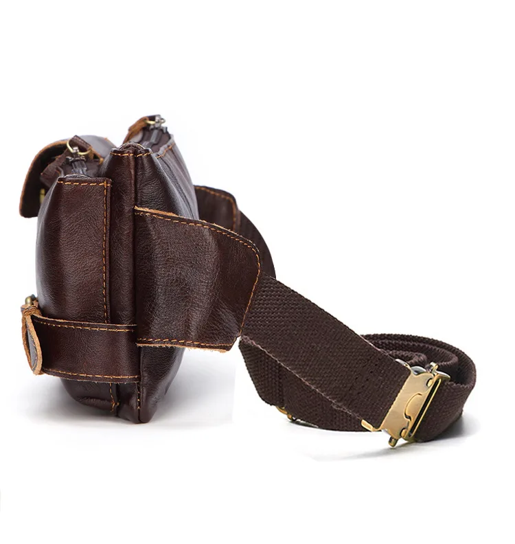 

Vintage genuine leather men outdoor casual belt bag waist bags