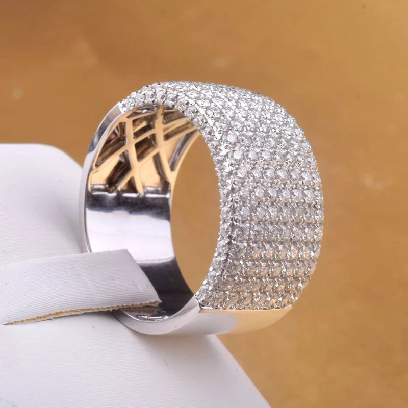 AEAW роскошный центр 10 мм ширина DF цвет VVS Moissanite обручальное кольцо для мужчин 14 к 585 кольцо из белого золота