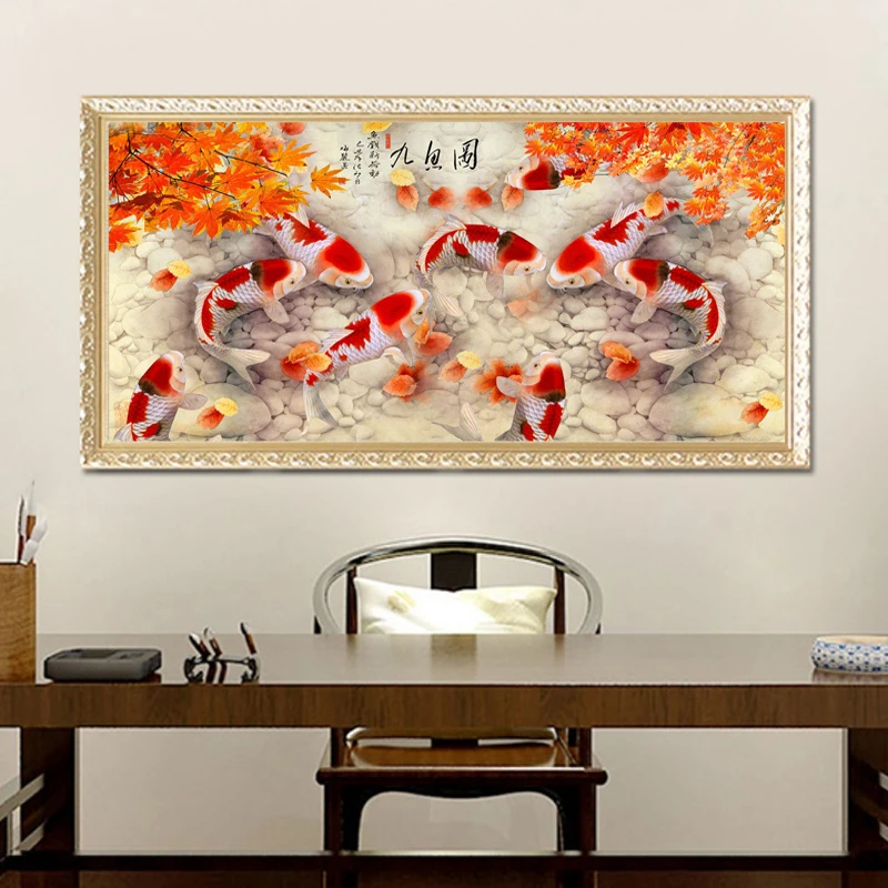 Алмазная вышивка koi Fish Полная площадь Diy Алмазная Картина Девять рыбок икона 3d дрель Алмазная мозаика паста Рукоделие Ремесла