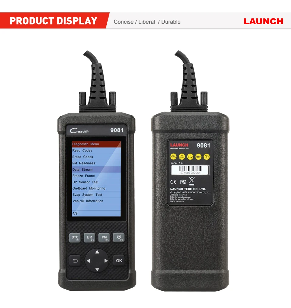 Launch CReader 9081 OBD2 сканер диагностический инструмент CR9081 OBD 2 считыватель кодов с ABS SRS Oil EPB BMS SAS DPF 11 функции сброса