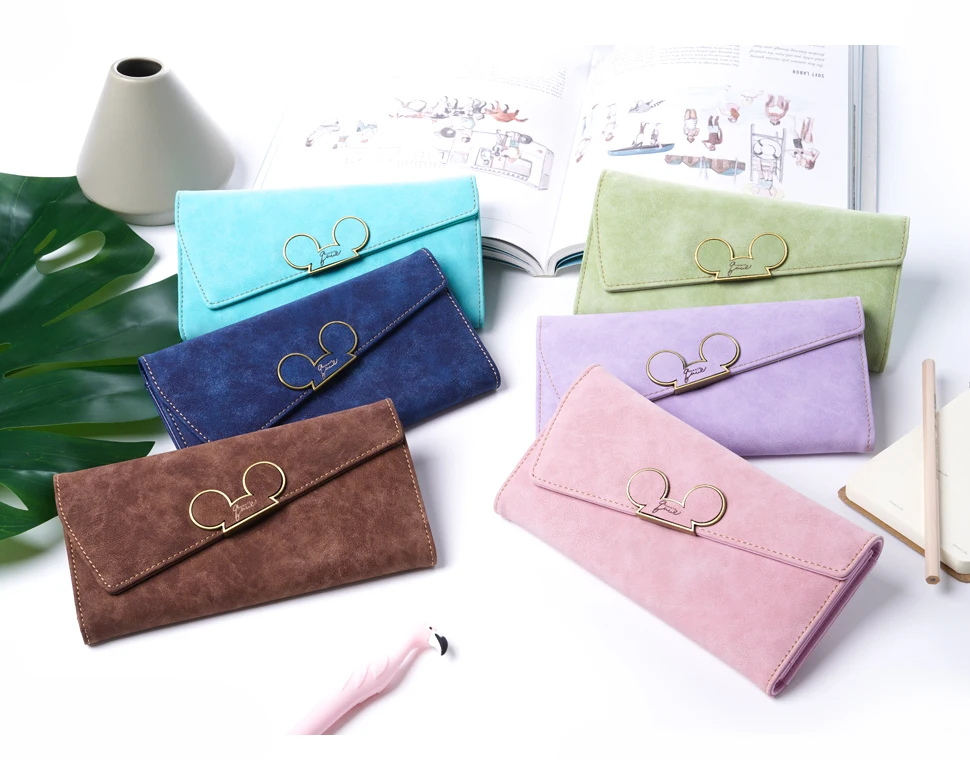 Prettyzys кошелек женский милый Длинный кошелек большой держатель для карт телефона монета из искусственной кожи Дамская мягкая сумка для денег Удобная мультяшная мышь