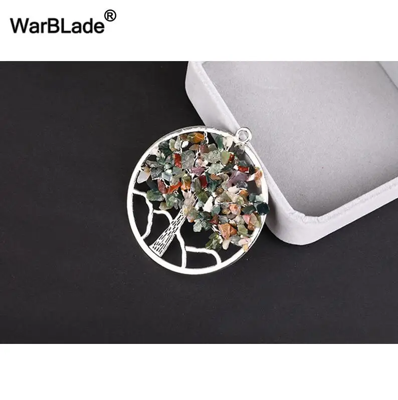 10 WarBLade 13 видов цветов Радуга 7 Чакра Древо жизни Подвески ожерелье s натуральный камень кристалл мудрости ожерелье в виде дерева жизни для женщин подарок - Окраска металла: 10