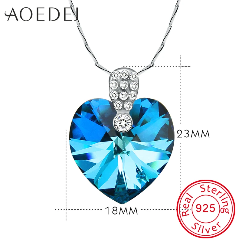 AOEDEJ большое Кристальное ожерелье кулон сердце синий для женщин Мода цепочки и
