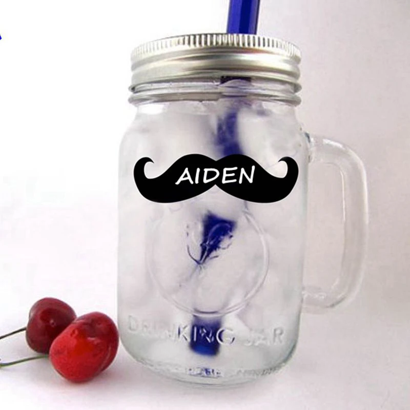Маленький человек Mason Jar усы меловая доска для свадьбы этикетки ярлыки бакалавр