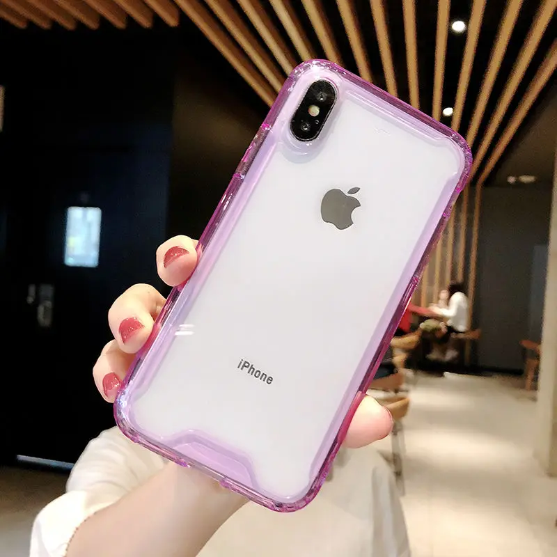 Прозрачный противоударный бампер чехол для телефона для iPhone X XS XR XS Max 8 7 6 6splus цветной мягкий задний Чехол для iPhone 11 11Pro Max