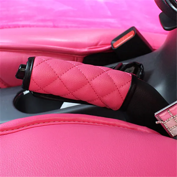 Pink Hand Brake Женские аксессуары для салона автомобиля розовый Roseo красный чехол для рулевого колеса подушка для шеи чехол для ремня безопасности набор ручного тормоза - Название цвета: Pink Hand Brake