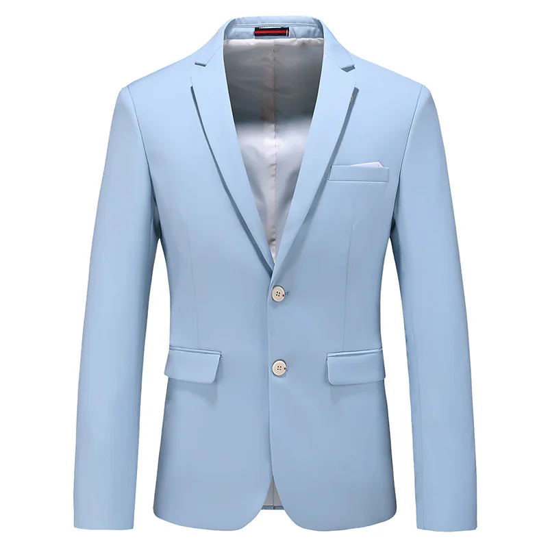 

MOGU Men's 2019 New Arrival Fashion Clothing Jacket Smart Casual Light Blue Classic Blazers Large Size 5XL for Male