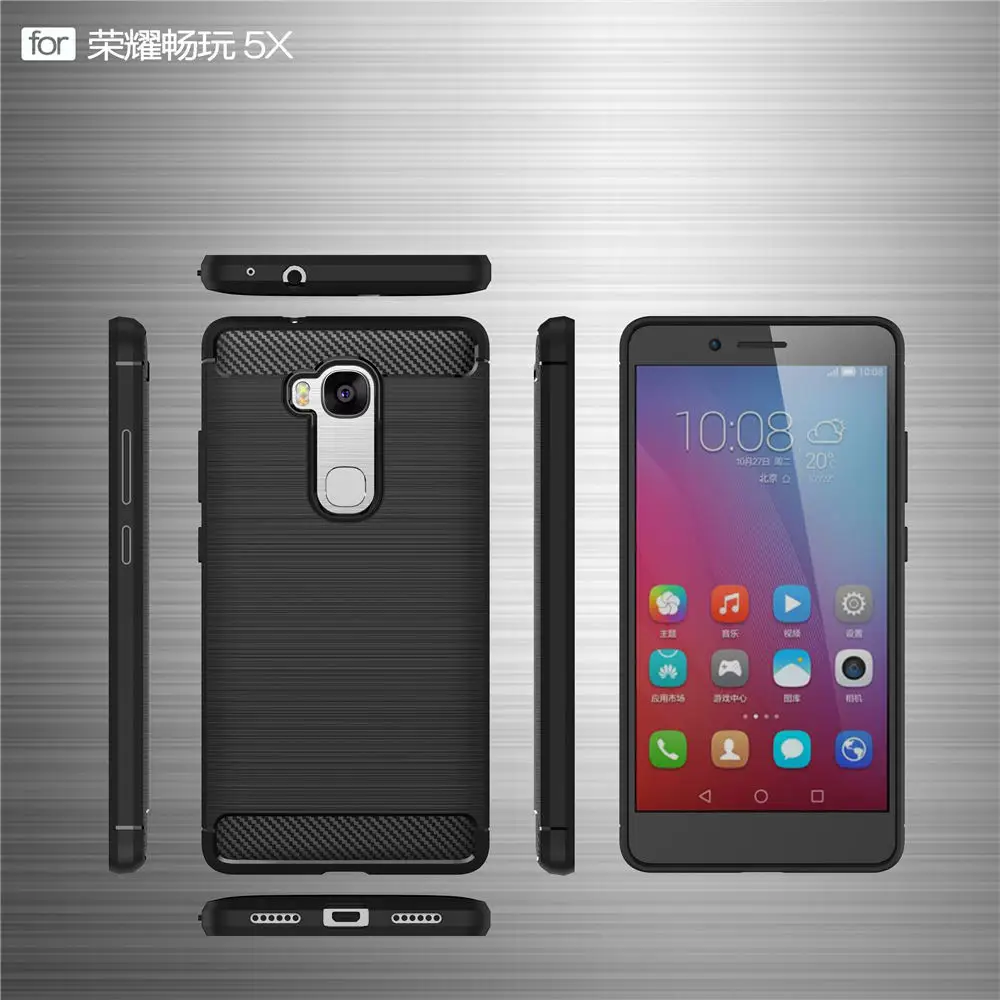 Для Huawei Honor 5X чехол для телефона окружающей среды углерода Волокно Мягкие TPU