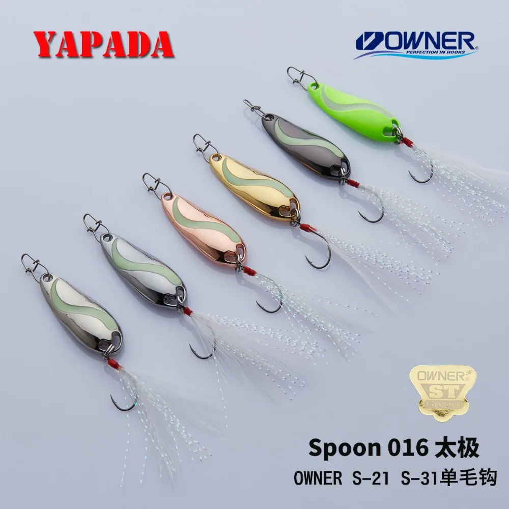 YAPADA ложка 016 TaiChi светящаяся 2 5 7 г владелец одиночный крючок + перо 30 45 мм