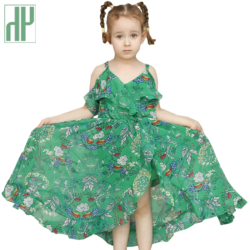 Летнее платье для девочек Цветочный принт шифон молодых девушек летние платья с