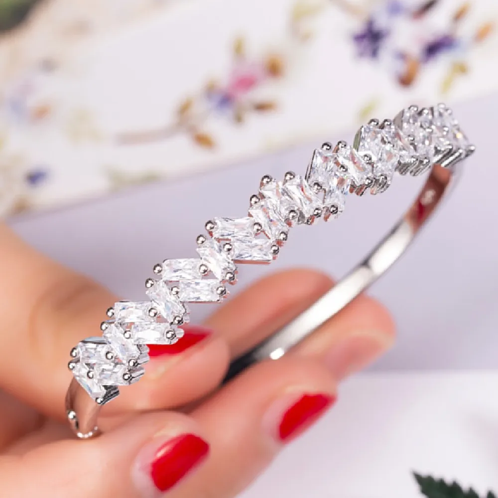 Роскошный браслет ювелирное изделие проложить квадратный камень обручальные