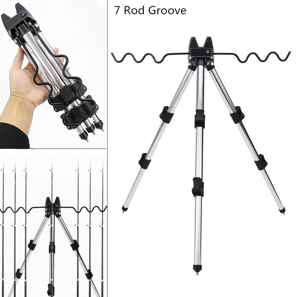 35-62cm Aluminum Alloy Telescopic 7 Groove Fishing Rod Holder Collapsible Tripod Stand Sea Pole Bracket | Спорт и развлечения