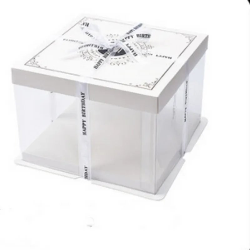 M cake box Новинка ins художественная выставка 8 дюймов/6 дюймов прозрачная коробка для торта добавить торт ко дню рождения портативная коробочка для кондитерских изделий выпечка посылка - Цвет: M cake box