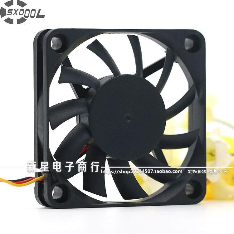 Тонкий вентилятор охлаждения SXDOOL FD126010LB, 12 В, 6010, 60*60*10 мм, 3-контактный кулер с двойным шарикоподшипником, 3800 об/мин, 17.3CFM