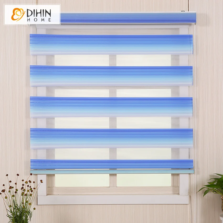 

New Arrival 2 Colors Blue/Purple Thickening Roller Shutter Curtain Double Layer Shade Blinds Customize Zebra Blind