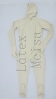 full cover latex zentai made of 0 6mm thickness heavy natural latex materials and with back zip in milk white color for men