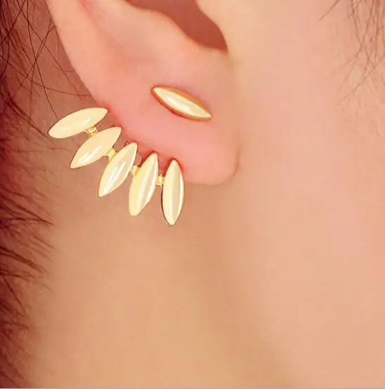 1 пара Женские винтажные серьги-гвоздики в виде листьев | Украшения и аксессуары