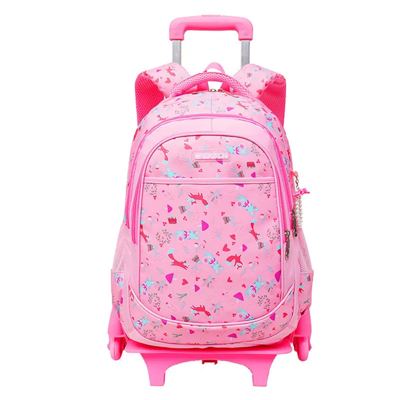 pink 6 wheels Новые съемные детские школьные сумки с 2/6 колесами для девочек, рюкзак на колесах, Детская сумка на колесах, рюкзак для путешествий - Цвет: pink 6 wheels