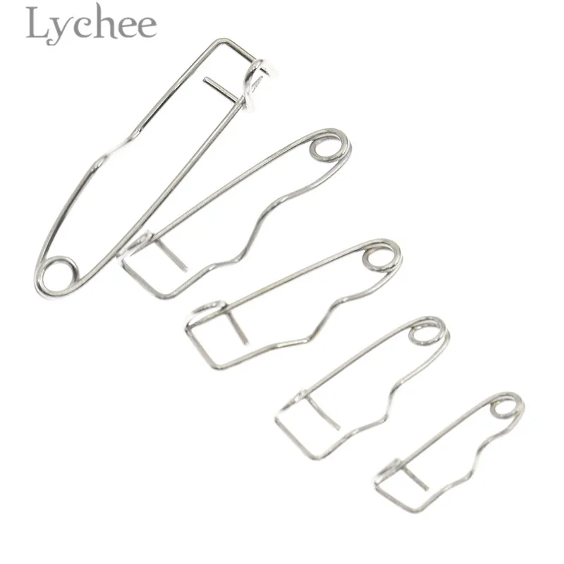 Lychee Life 100 шт. 16 мм/19 мм/22 мм/26 мм/32 мм S изогнутые защитные булавки серебристого
