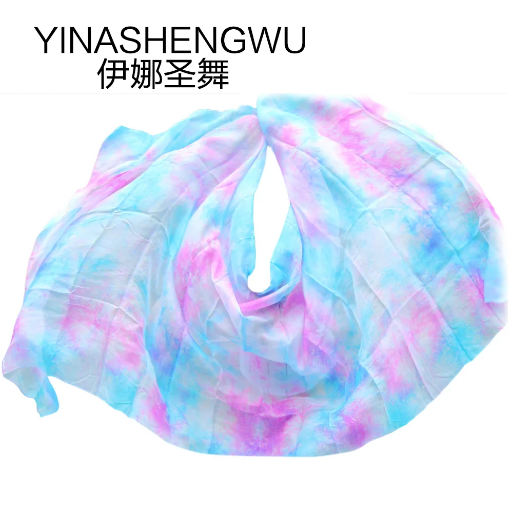 Belly Dance Veils Newest Pure Silk Scarf Practice Stage Performance Color mixing