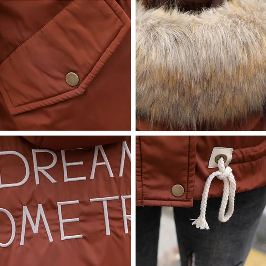 2018 Новая мода толстый красочный меховой воротник пуховые парки с капюшоном